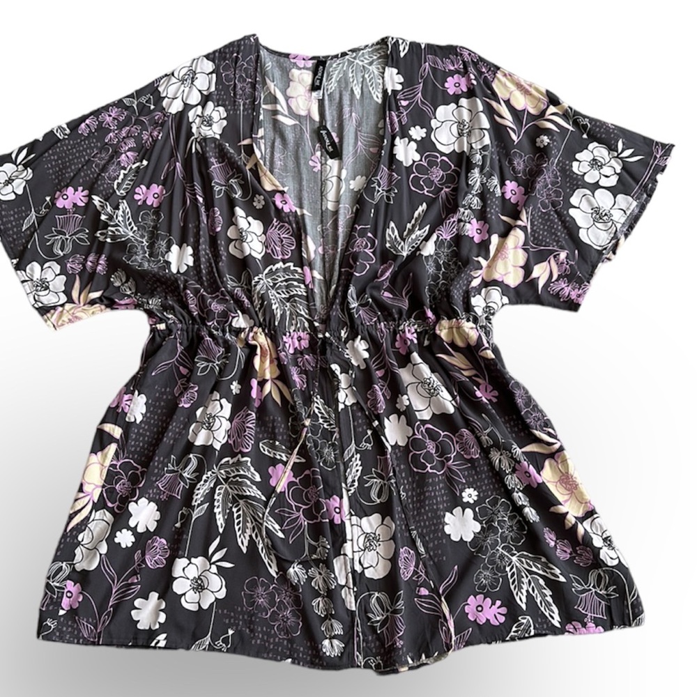 ADORE ME floral pattern dressing robe beach cover up Size 1X